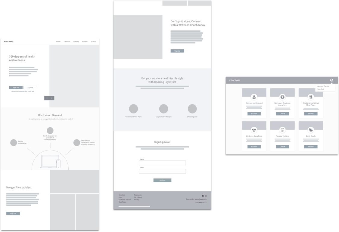 initial 4yh wireframes