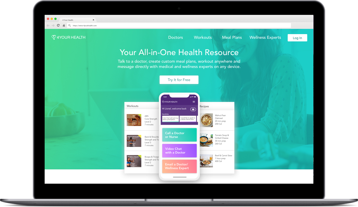 laptop screenshot of 4 Your Health project