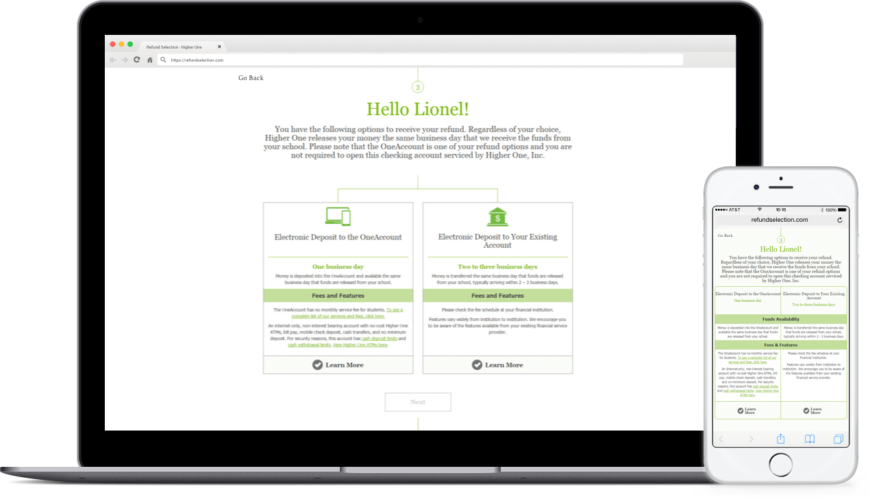 Refund Selection Project - Choice Screen
