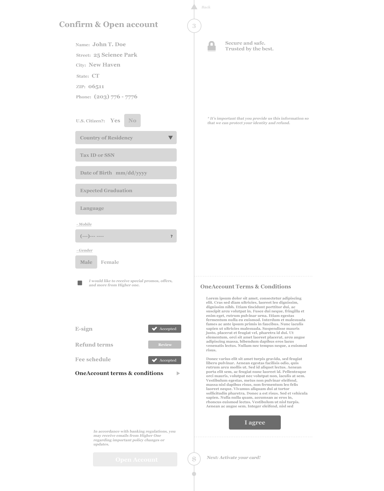 previous design wireframe