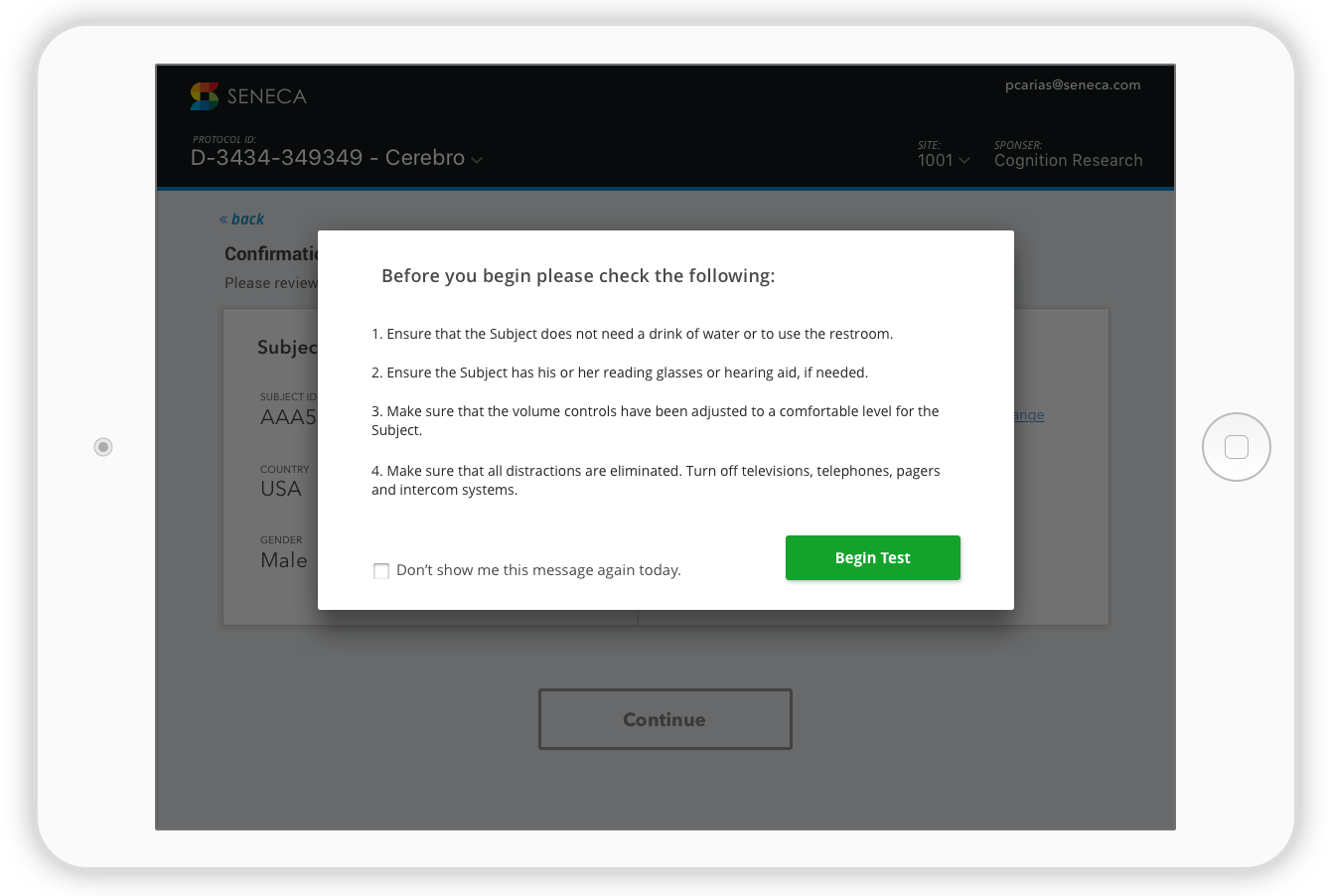 Supervised Admin Project - begin test screen